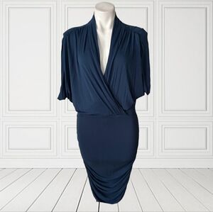 Stylish Navy Blue Draped Dress